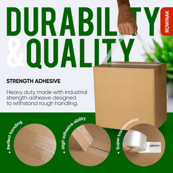 ROWNAK  Heavy Duty Clear Shipping Packaging Tape- 24 Pack,  2.0 Inch Wide x 110 Yards, 2.7 Mil Thick - Image 4